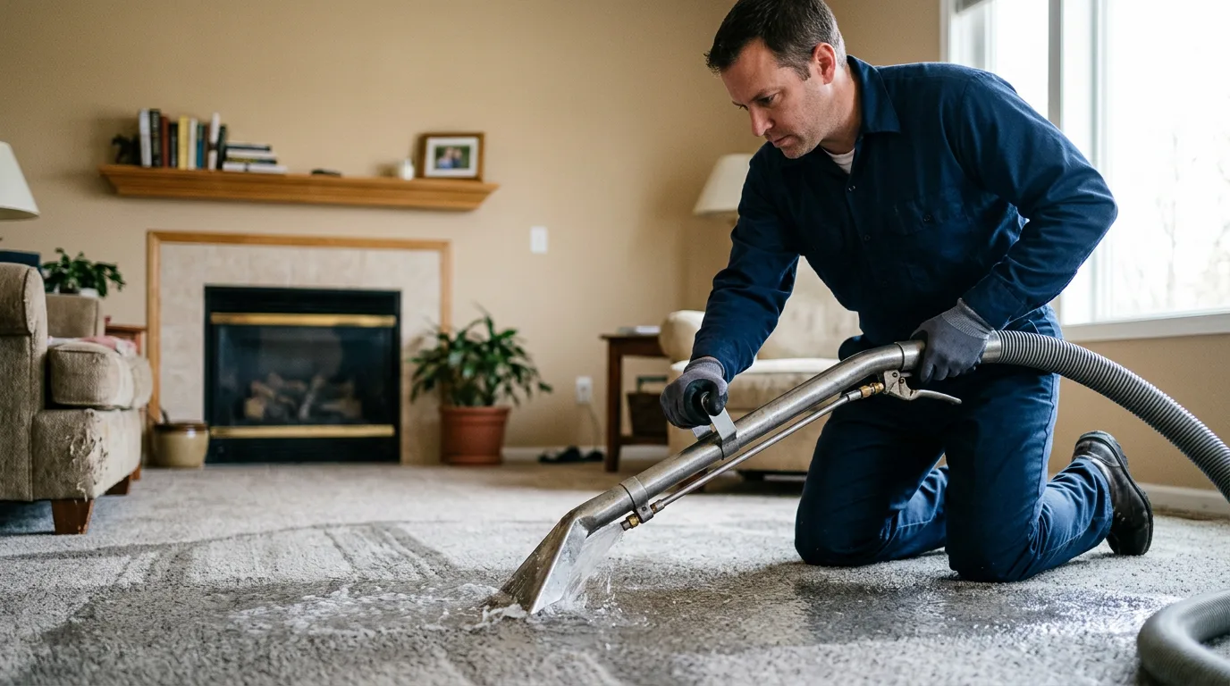 Water damage restoration technician working near Guilford, NY
